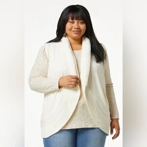 ❄️ Cato | PLUS SIZE FUR TRIM SWEATER VEST Egret Various Sizes Available